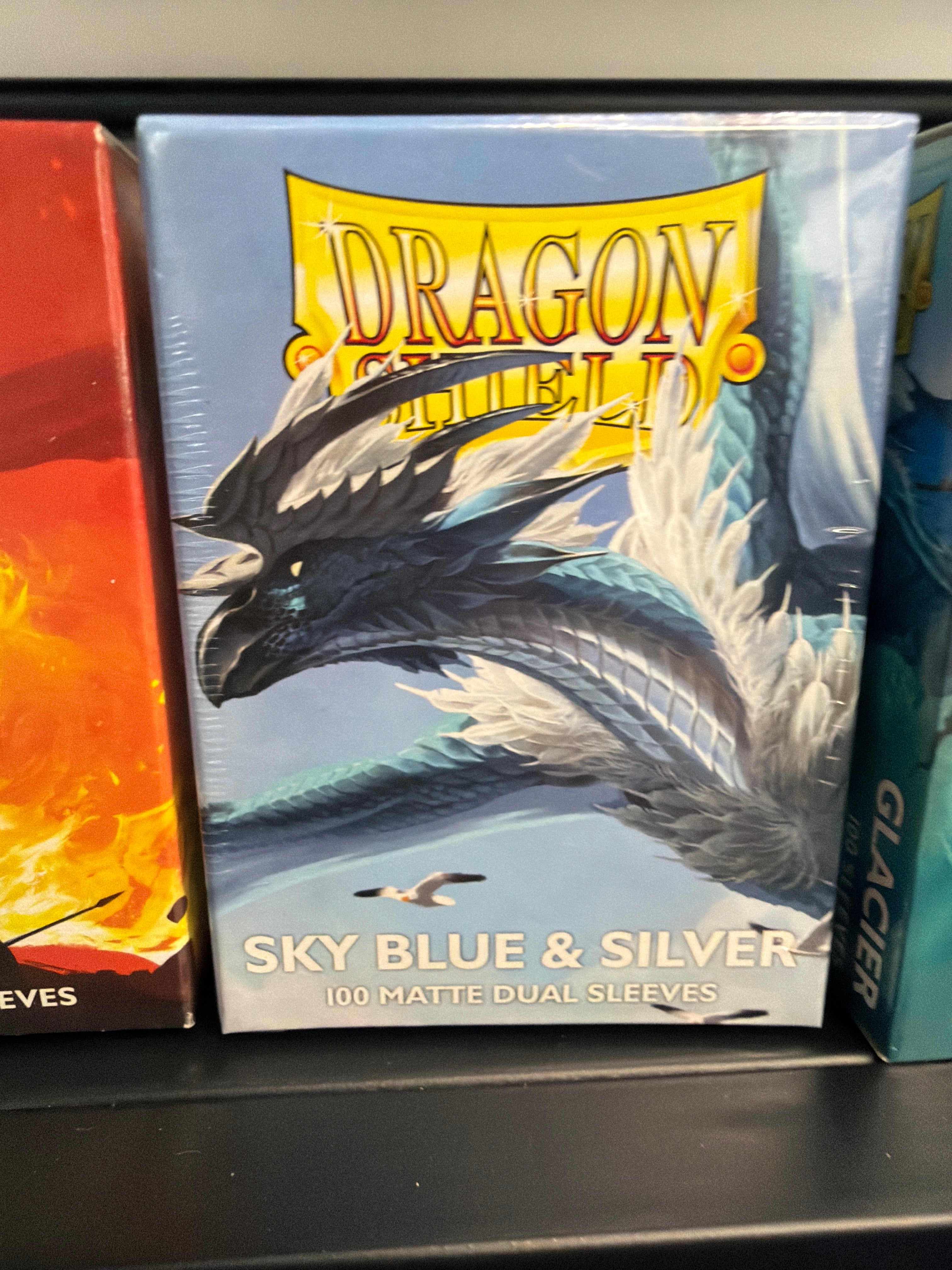 Dragon Shield Dual Matte Sky Blue and Silver Sleeves